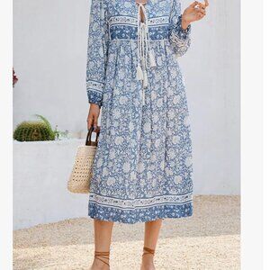 R.Vivimos Long Sleeve Bohemian Midi Dress 2XL/fits like XL
